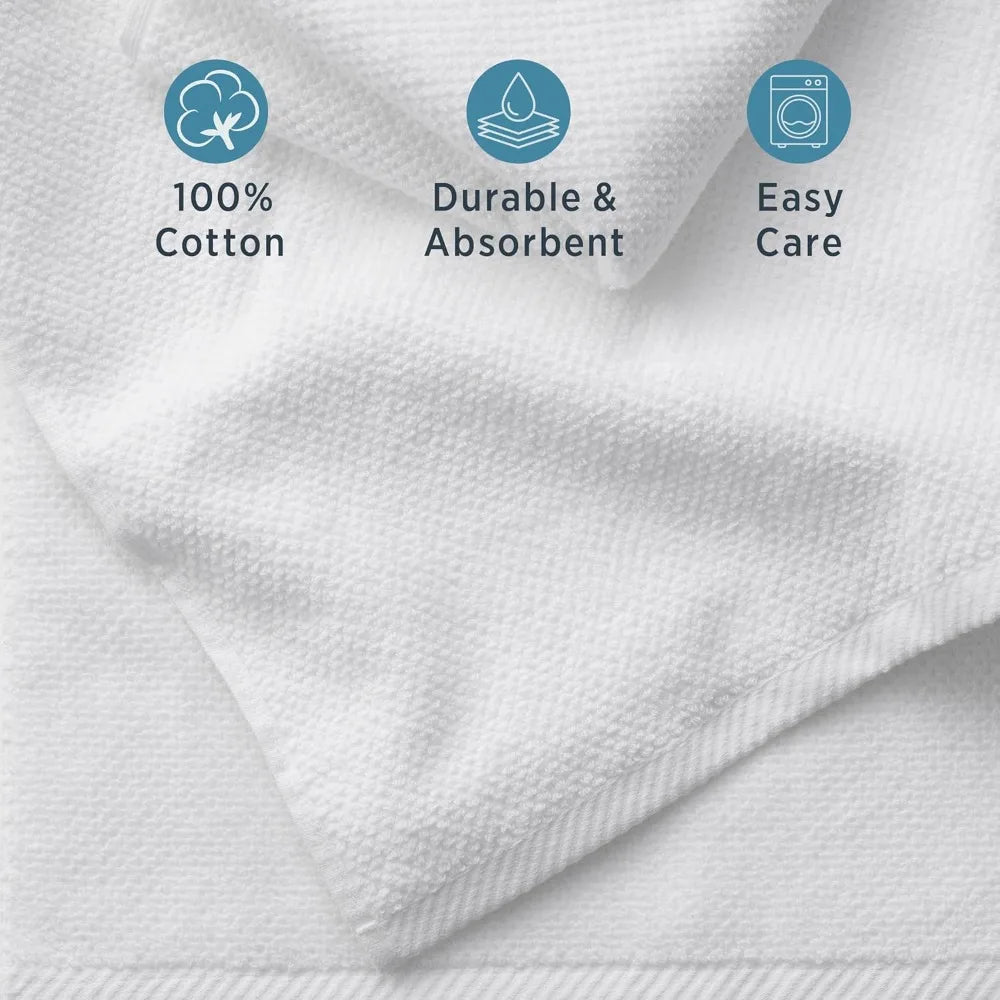 Franklin 100% Cotton Popcorn Textured Towel Set - 6 Piece 600 GSM, Soft & Plush, 2 Bath Towels, 2