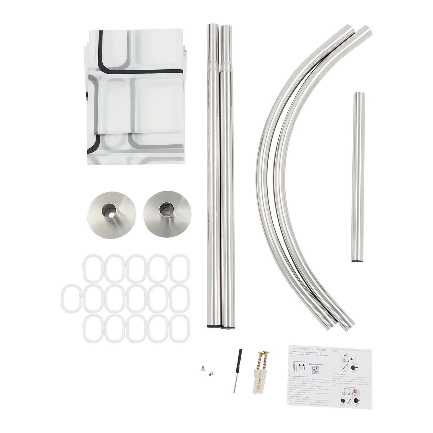 Shower Curtain Bar U Shape Adjustable Curved Bathroom Curtain Bar For Bathroom