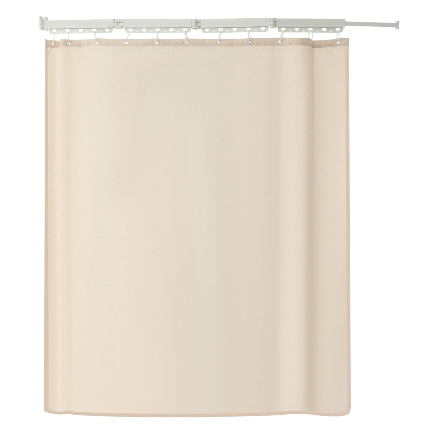 Shower Curtain Set with Folding Rod, Wall Mounted 4-Section 110lbs Capacity, L/U/Z Shape for Bathroom Dry-Wet Separation