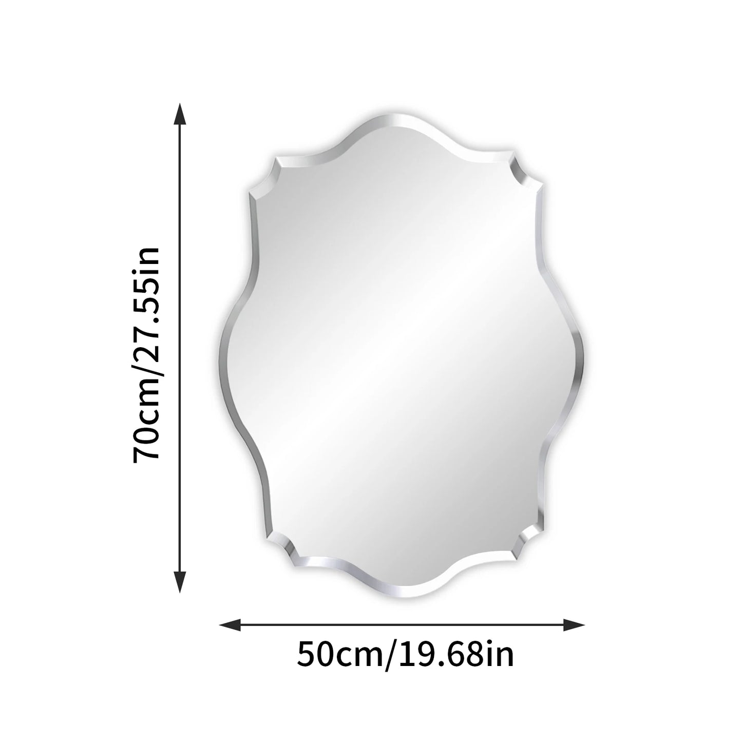 Wall Mirror Scalloped Frameless Beveled Edge Polished for Bathroom, Living Room, Vanity, Bedroom