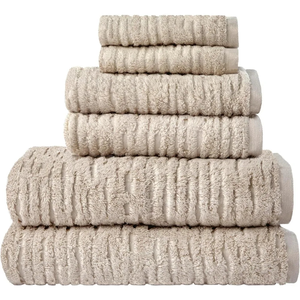 CloudSoft 100% Cotton Luxury 6-Piece Towel Set, 600 GSM, Ultra Plush & Absorbent - 2 Bath Towels, 2