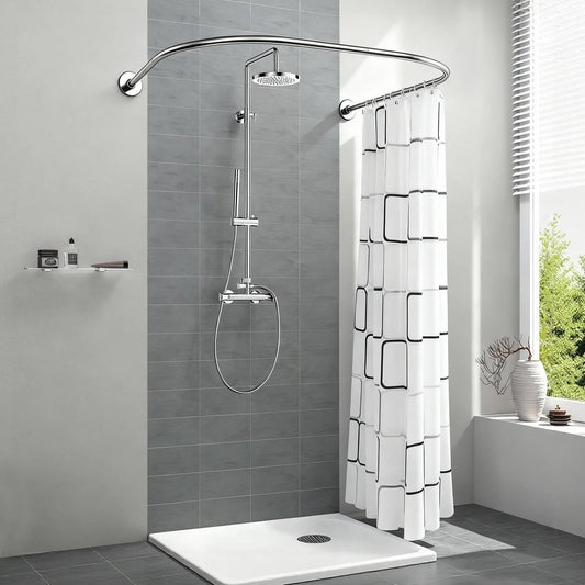 Shower Curtain Bar U Shape Adjustable Curved Bathroom Curtain Bar For Bathroom