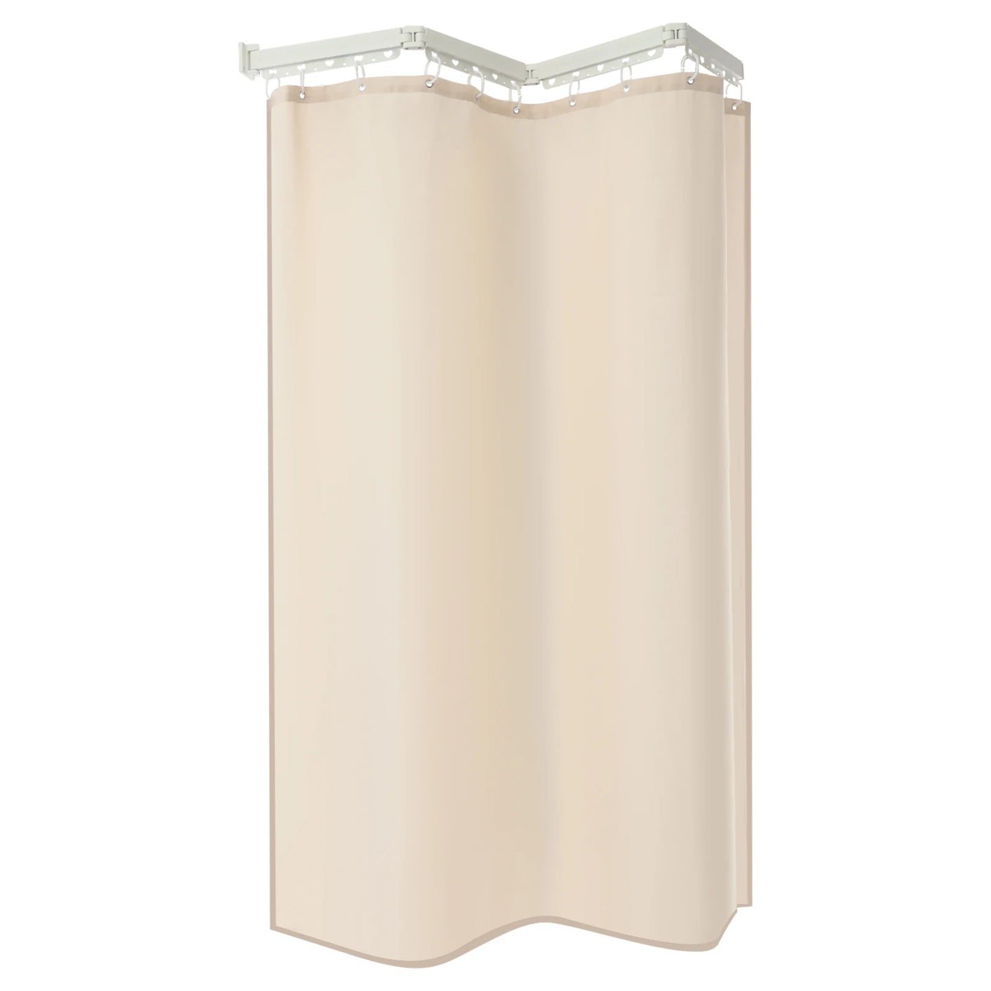 Shower Curtain Set, Wall Mounted Folding Shower Curtain Rod, No Drill Installation, 110 lbs Load for Home Bathroom