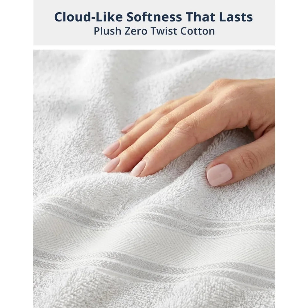 Towel Set of 18 – Premium 100% Cotton, Zero Twist, 6 Large Bath Towel, 6 Hand Towels & 6 Wash Cloths