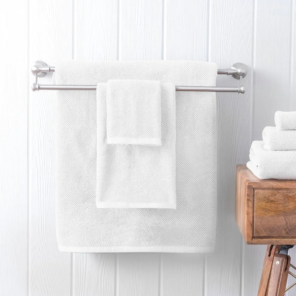 Franklin 100% Cotton Popcorn Textured Towel Set - 6 Piece 600 GSM, Soft & Plush, 2 Bath Towels, 2