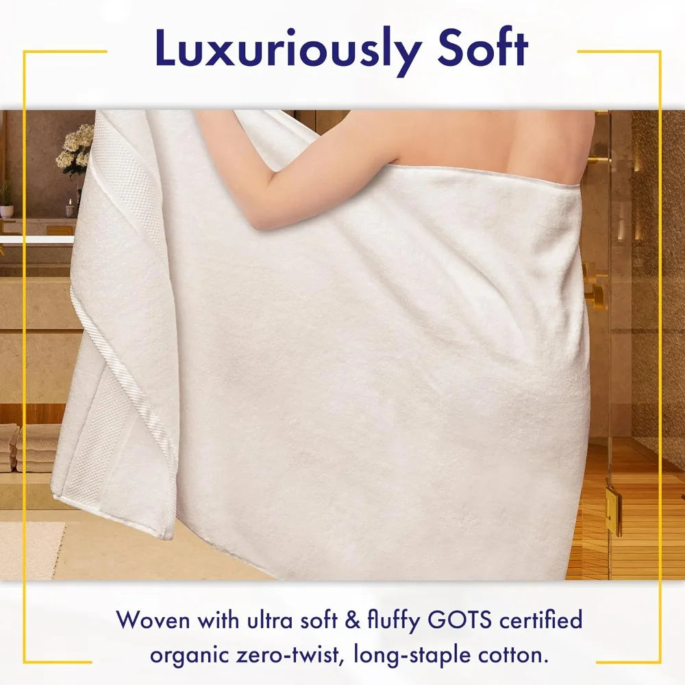 100% Organic Zero-Cotton Towels - GOTS Certified Luxury Bath Towels - Ultra Soft & Plush 700GSM Long