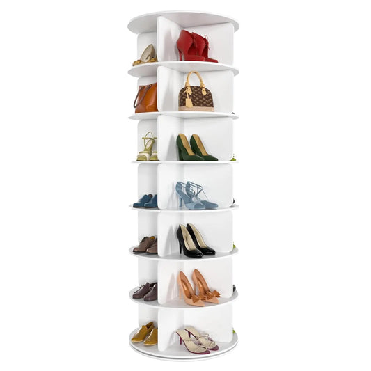 7 Tier Rotating Shoe Rack Tower, Free Standing 360° Shoe organizer Lazy Susan, Bag Display Rack Storage Round,