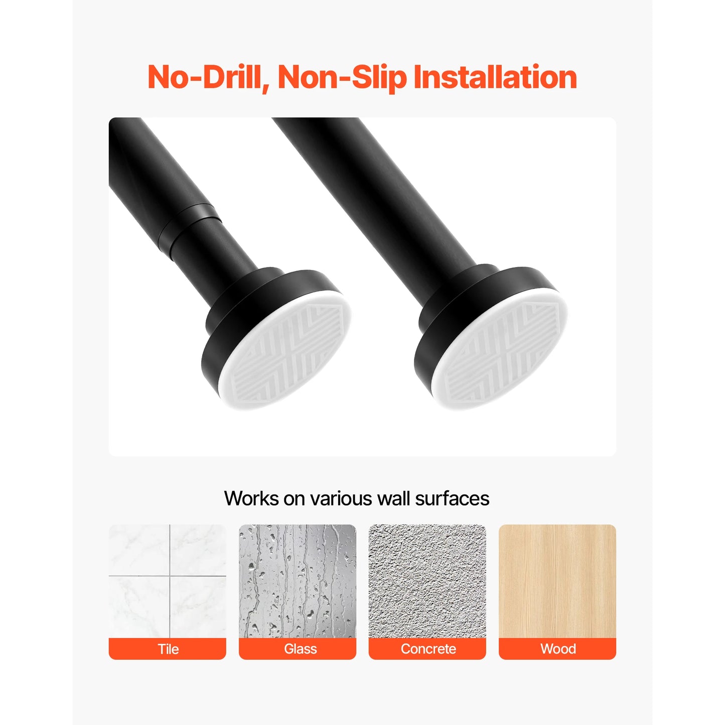 Shower Curtain Rod with Holders 28-76 In Adjustable Spring Tension Stainless Steel Telescoping Rod for Bathroom Closet