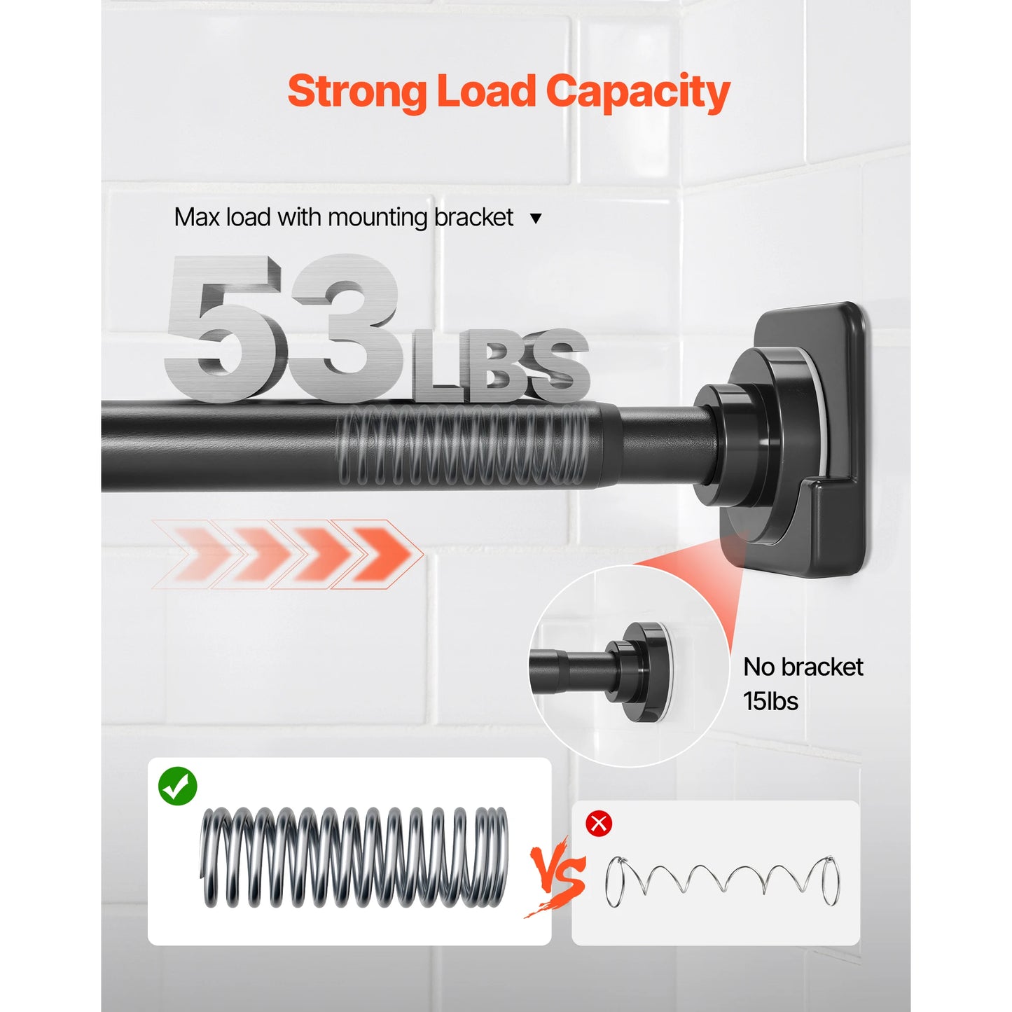 Shower Curtain Rod with Holders 28-76 In Adjustable Spring Tension Stainless Steel Telescoping Rod for Bathroom Closet