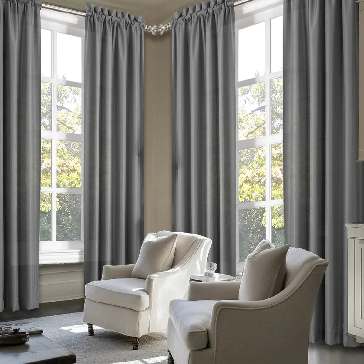 4pcs Light Filtering Curtains - Elegant Colour Fade-Resistant Polyester with Rod Pocket Design, Perfect for Living Room, Bedroom